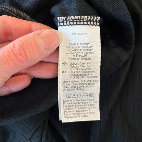 Madewell Ribbed Square-Neck Long-Sleeve Top Size XL Black Cropped Boho Castle - Picture 4 of 6